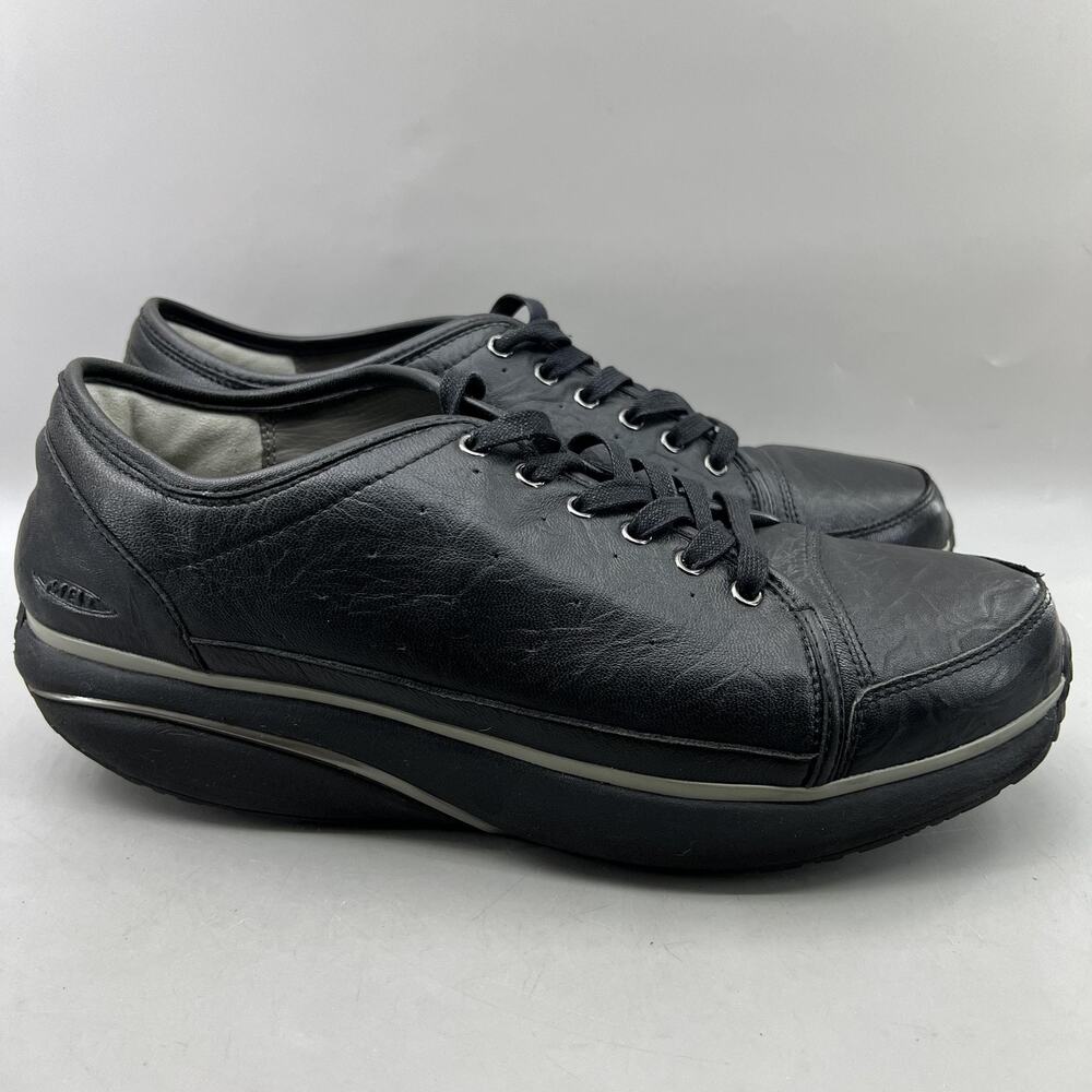 MBT Nafasi Rocker Walking Shoes Men Size 11 11.5 Black Leather Comfort Sneakers